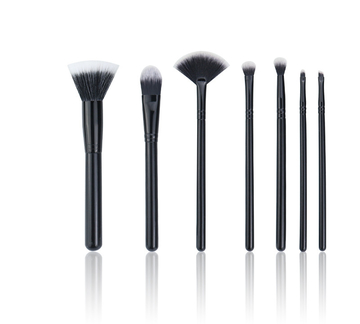7pcs Essential Eyeshadow Makeup Brush Set Soft Synthetic Hair Black
