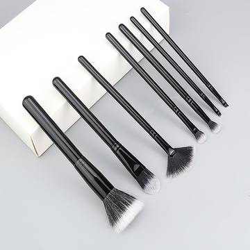 7pcs Essential Eyeshadow Makeup Brush Set Soft Synthetic Hair Black