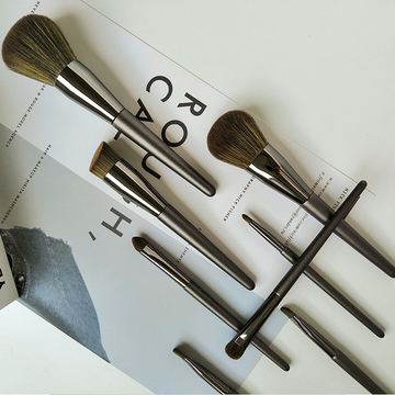 Metal Wooden Handle Makeup Brushes 8PCS Face And Eyes Cosmetic