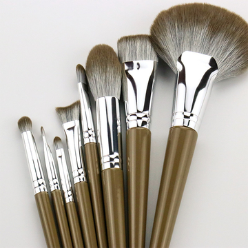 Grey Makeup Brush Set Of Eight Fine Synthetic Hair Cruelty Free