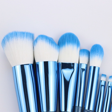8pcs Blue Makeup Brush Set With Soft Fluffy Bristles
